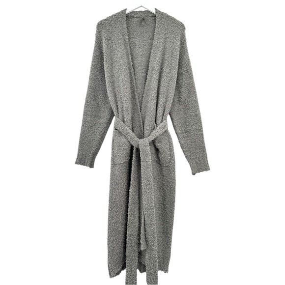 SKIMS Cozy Knit Belted Robe - Gray Fuzzy Long Lounge Robe sz S/M - Picture 4 of 9